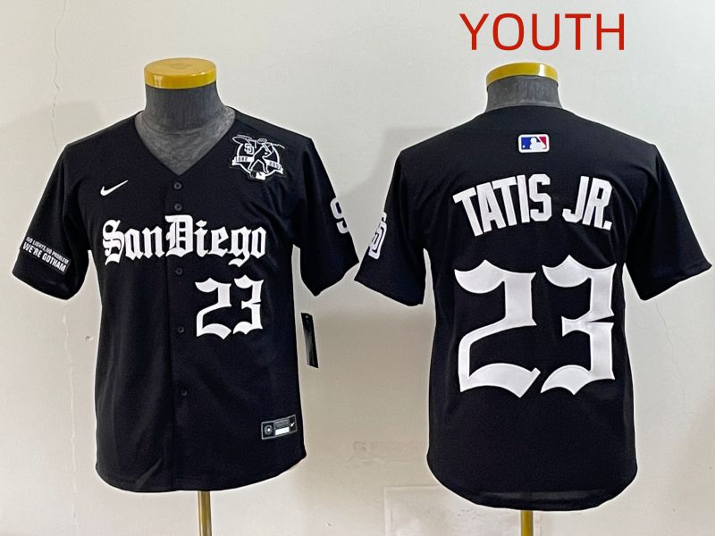 Youth 2025 San Diego Padres 23 Tatis jr Black Five generations Joint Name Nike MLB Jersey style 11